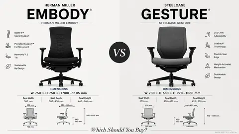 Herman Miller Embody vs Steelcase Gesture: Fit, Controls and Options